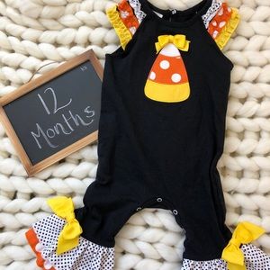 RicRac Ruffles 12 Month Candy Corn Romper